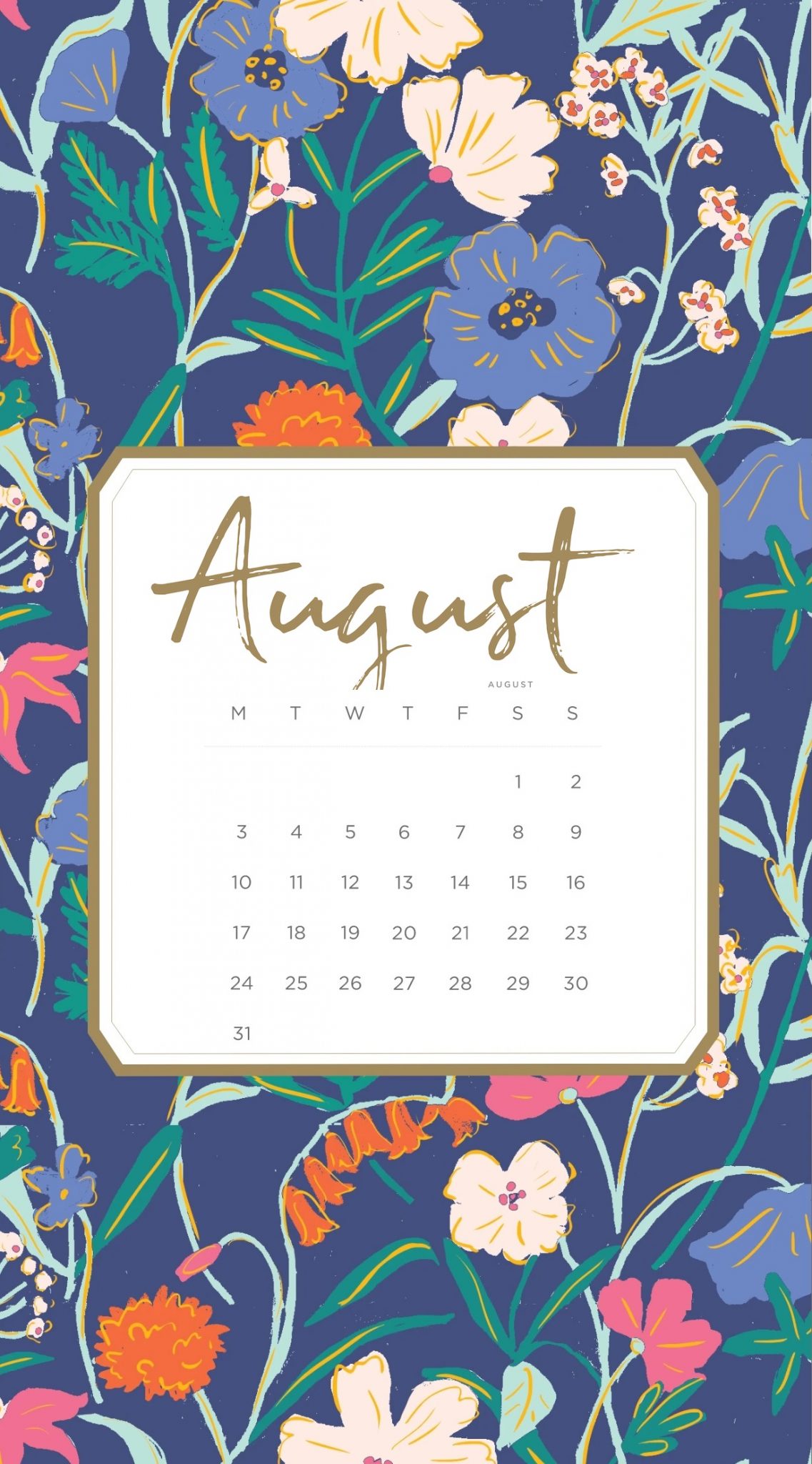 iPhone August 2020 Calendar Wallpaper