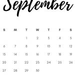 Blank September 2020 Calendar Printable