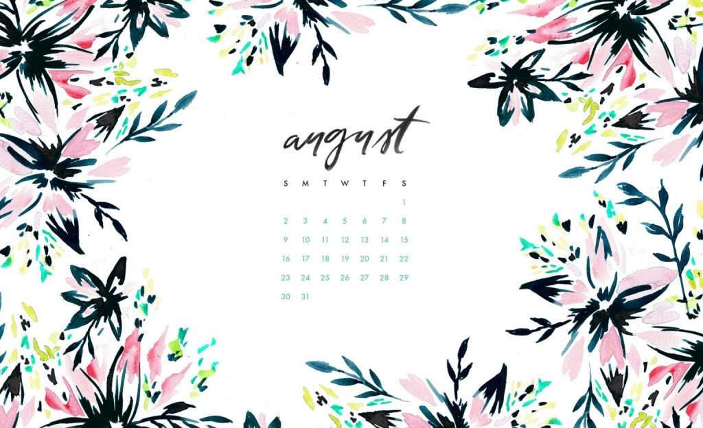 August 2020 Desktop Calendar Wallpaper