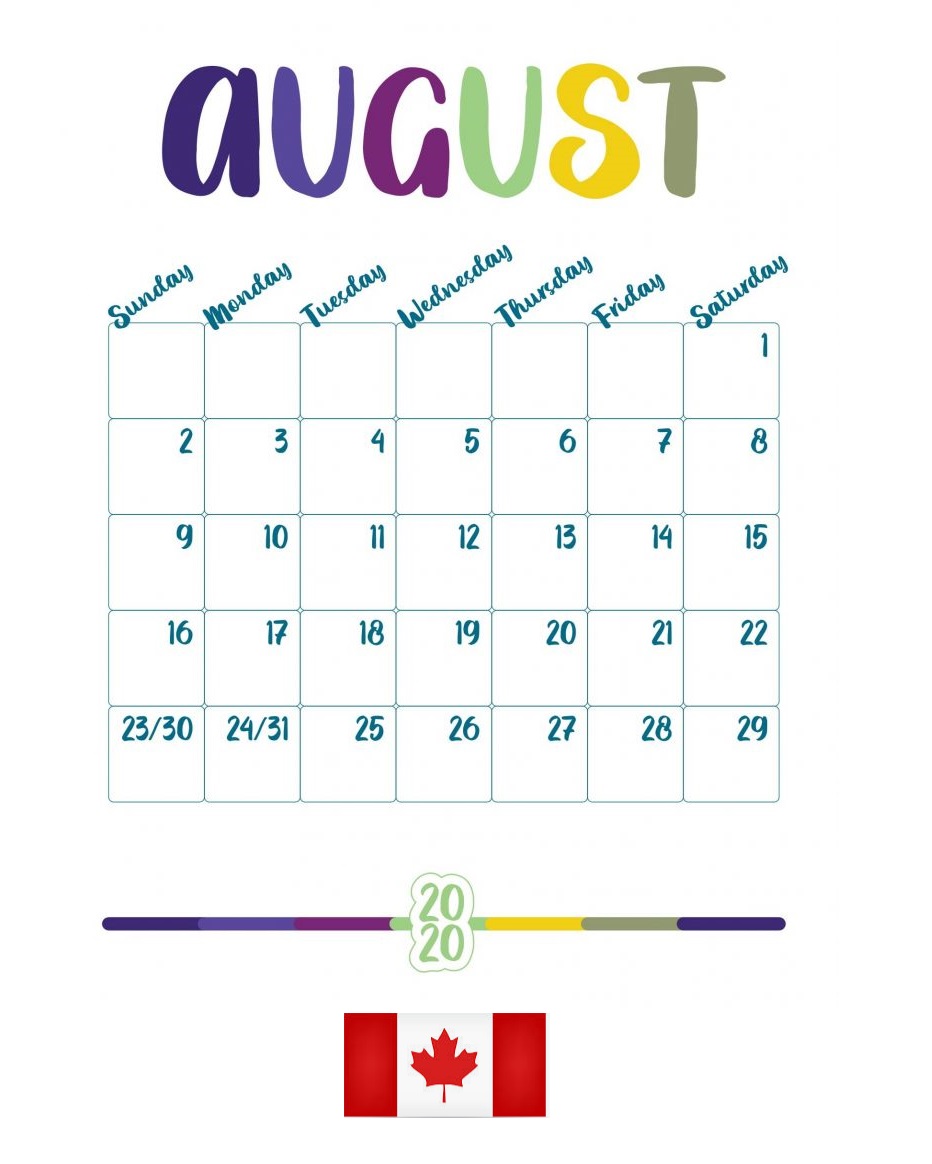 August 2020 Holidays Calendar