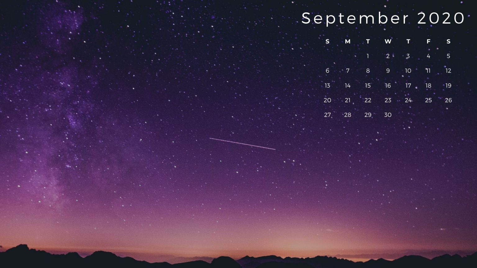 September 2020 Calendar HD Wallpaper