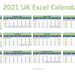 2021 UK Excel Calendar Printable