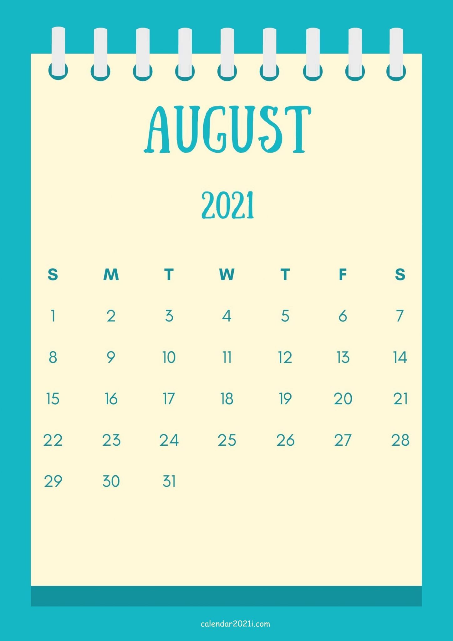 August 2021 Cute Calendar Design