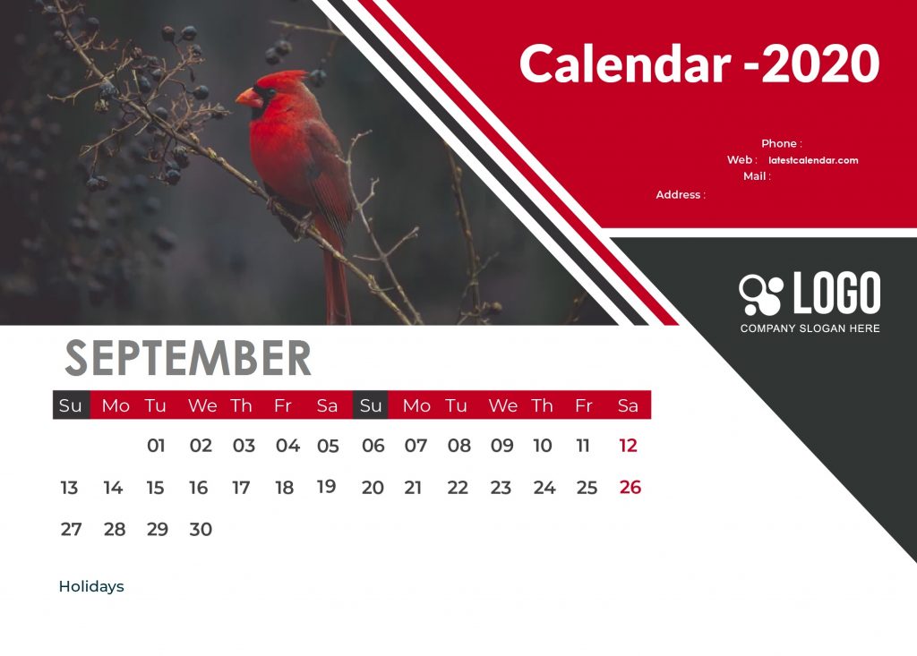 Best September 2020 Desk Calendar