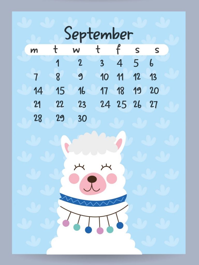 Cute September 2020 Desk Calendar
