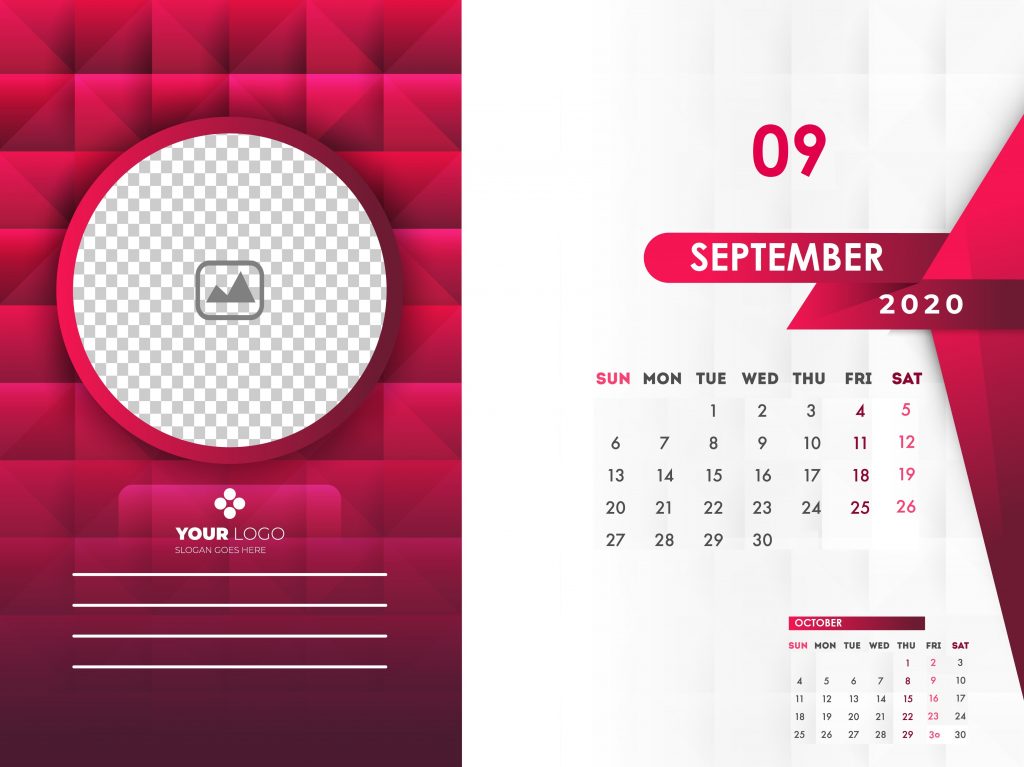 Editable September 2020 Desk Calendar