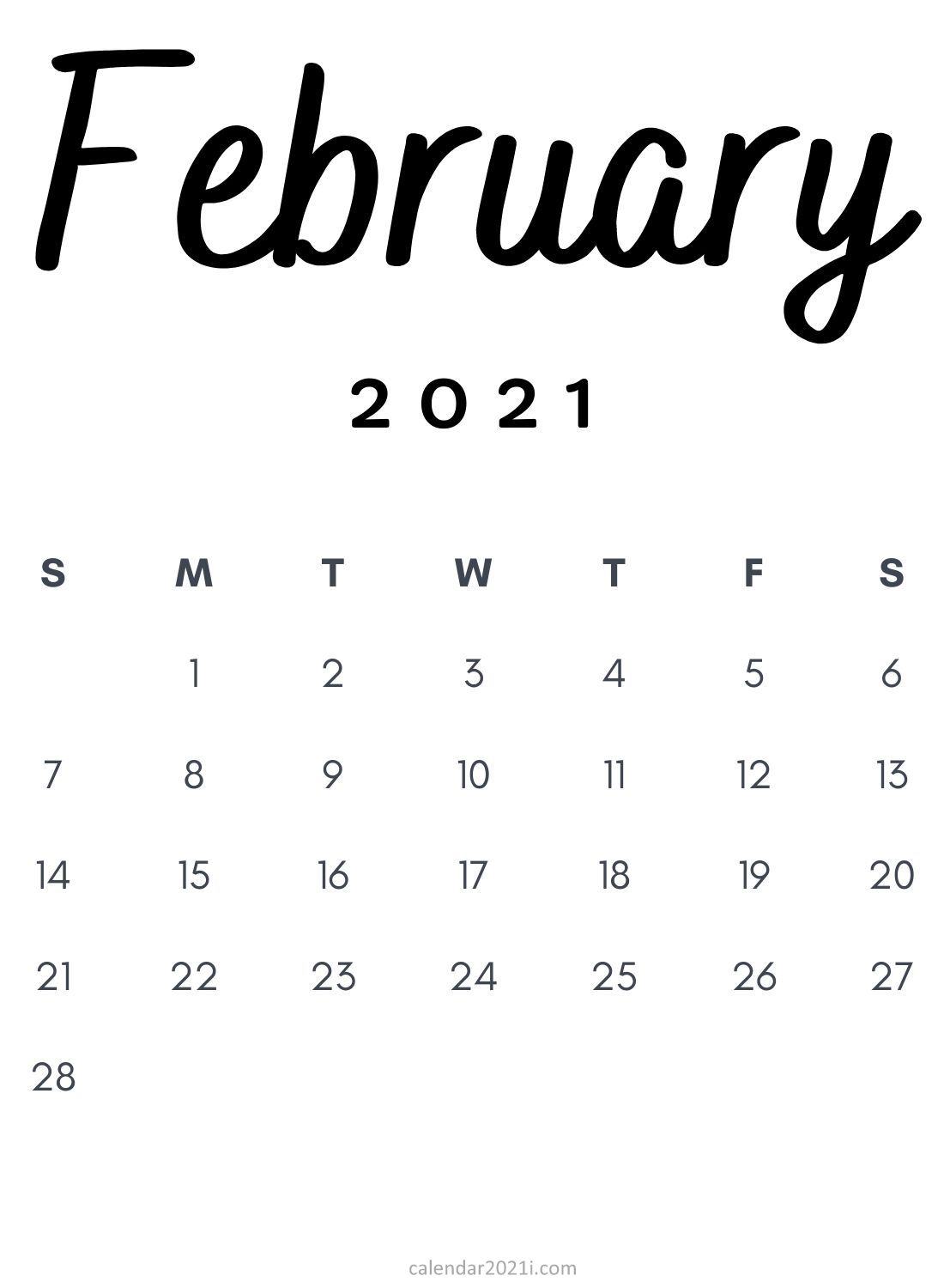 February 2021 Minimalist Calendar Printable