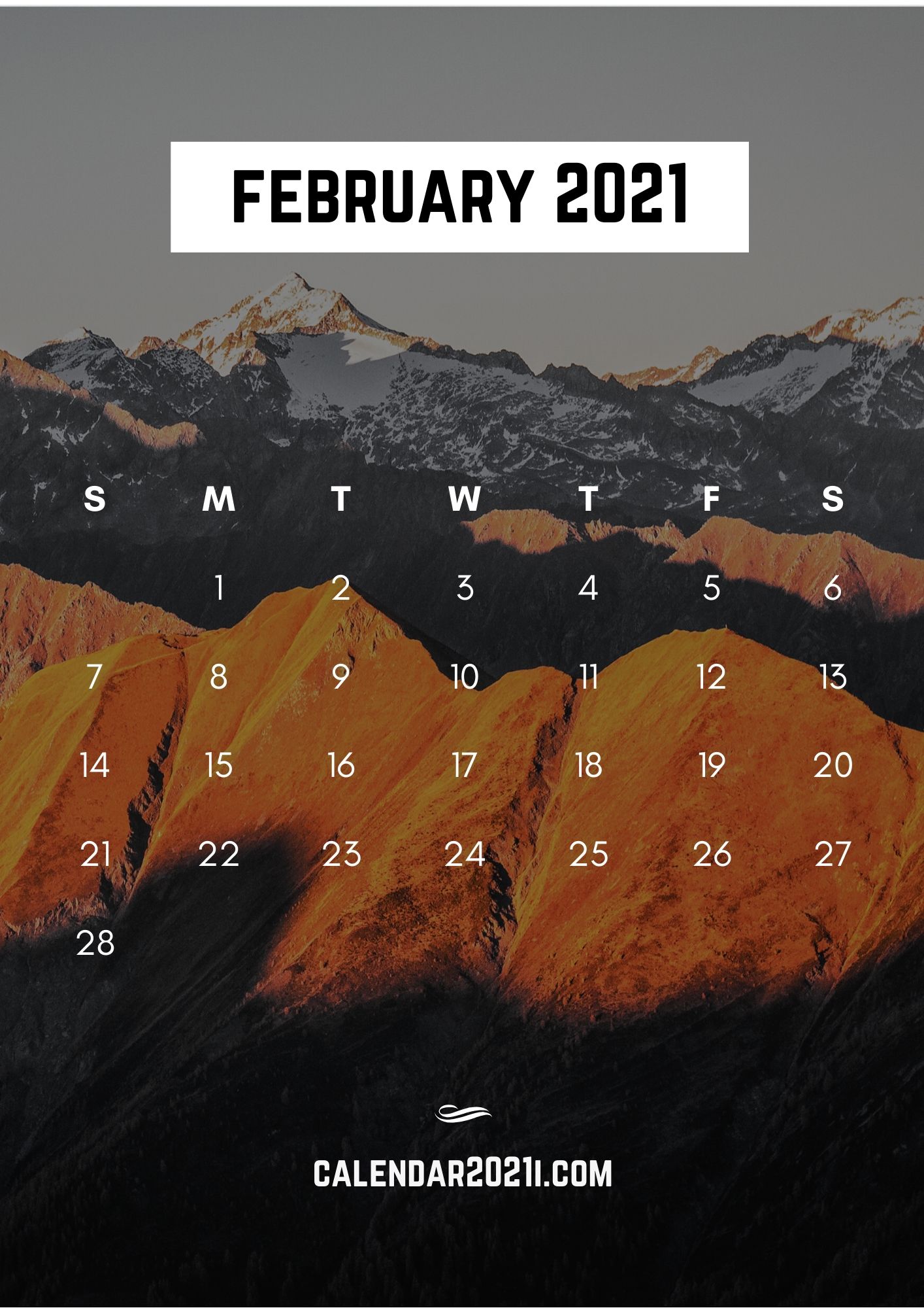 February 2021 iPhone Calendar Wallpaper