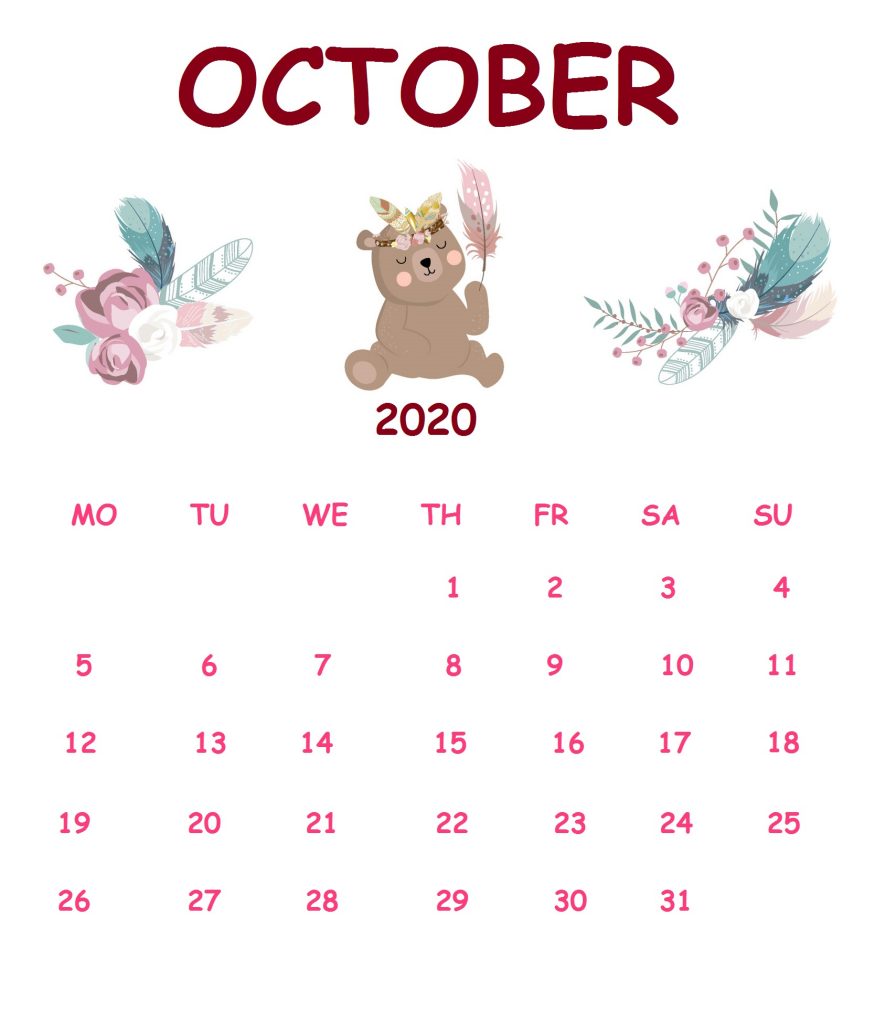 Cute October 2020 Calendar Designs