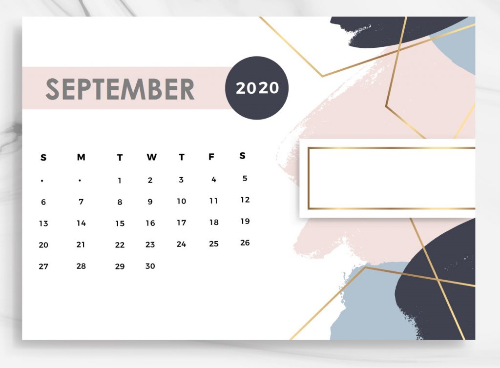 Free September 2020 Cute Calendar