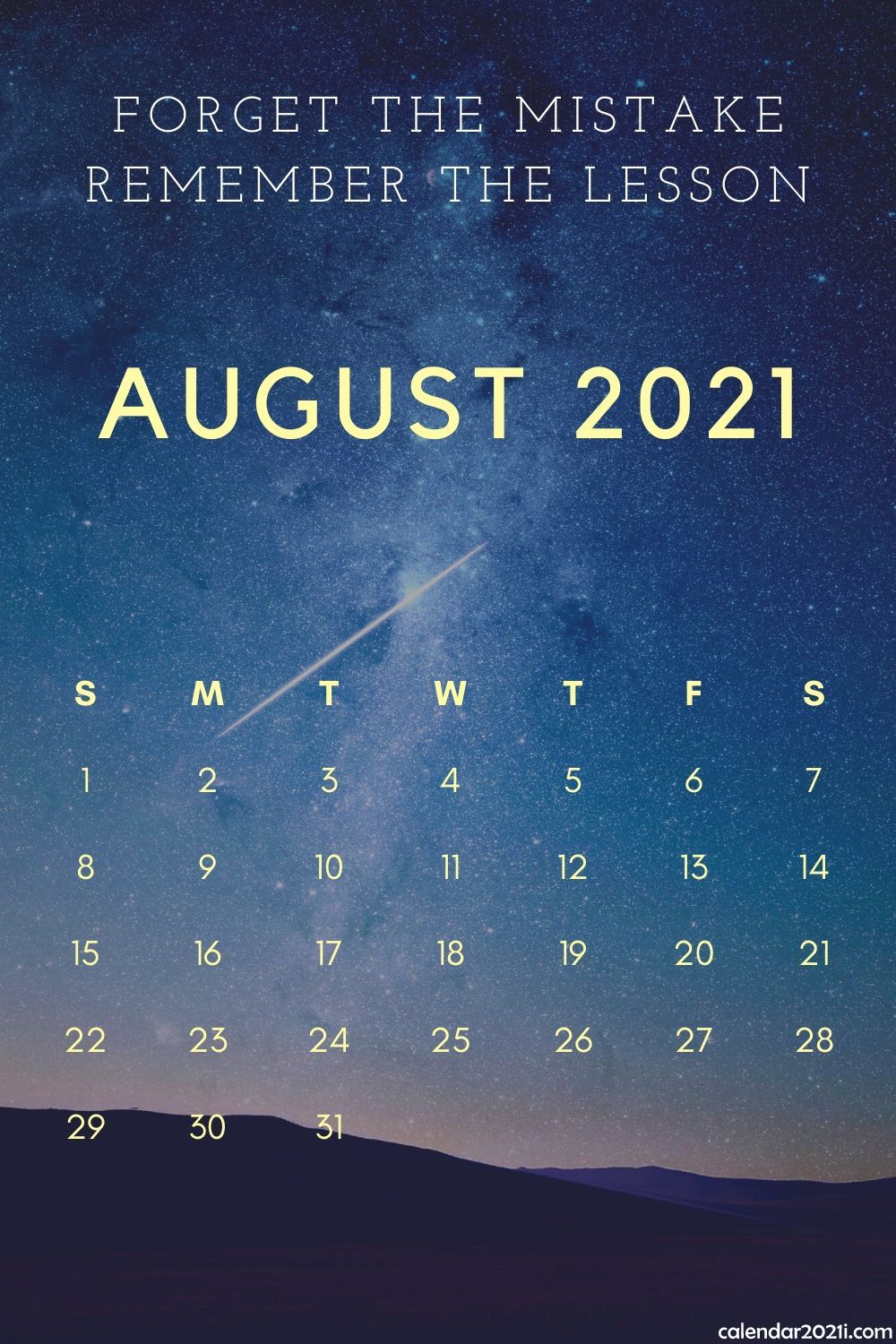 Inspiring August 2021 Calendar