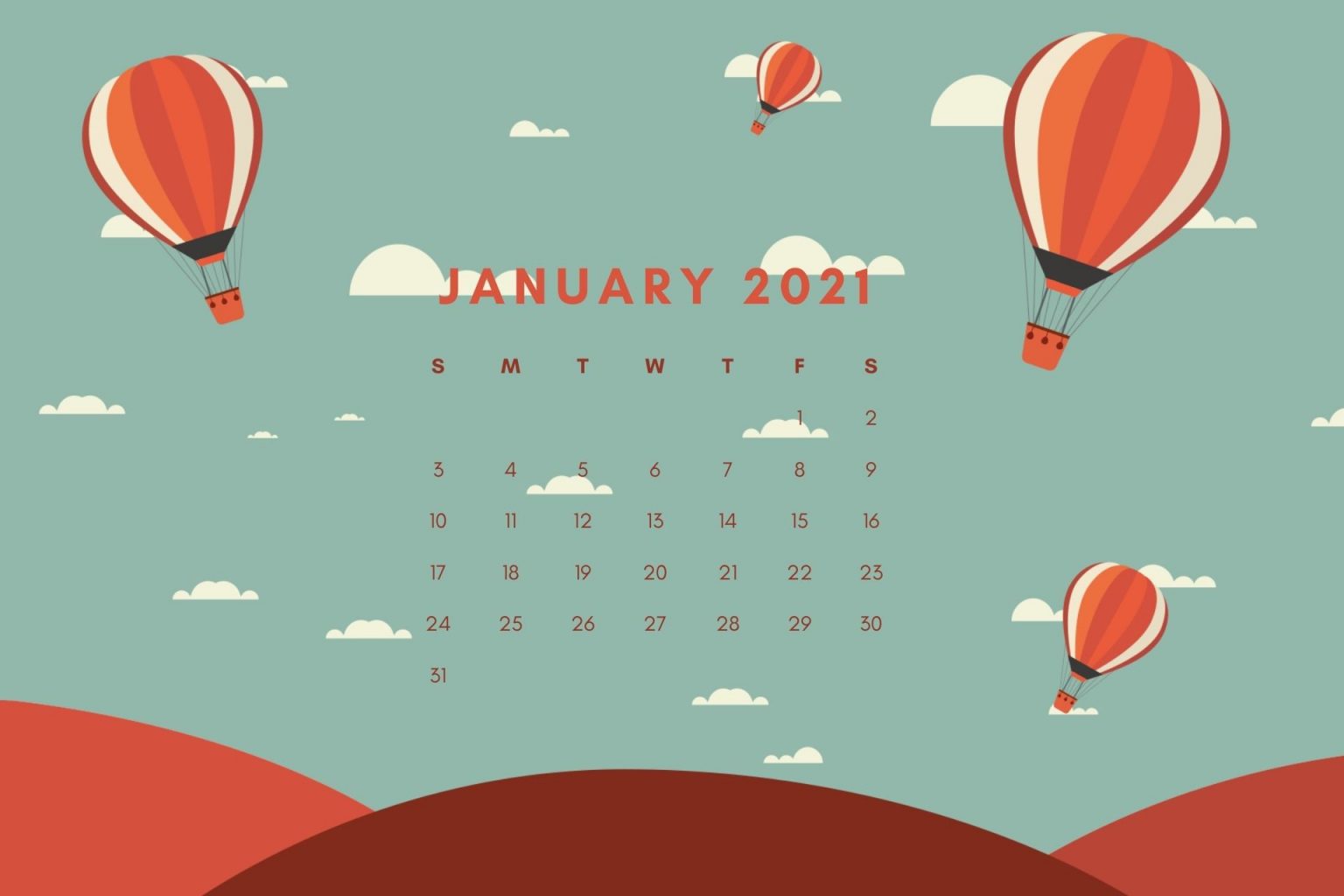 January 2021 Calendar Wallpaper Download