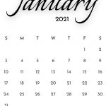 January 2021 Calligraphy Calendar
