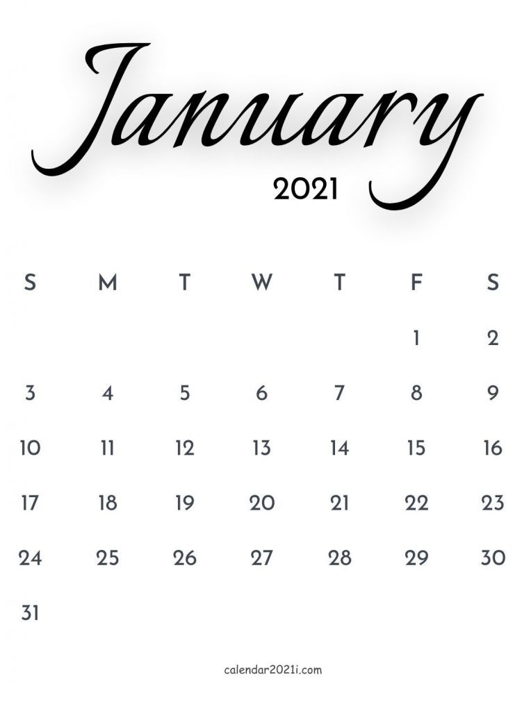 2021 Calligraphy Calendar Monthly Printable Templates Download