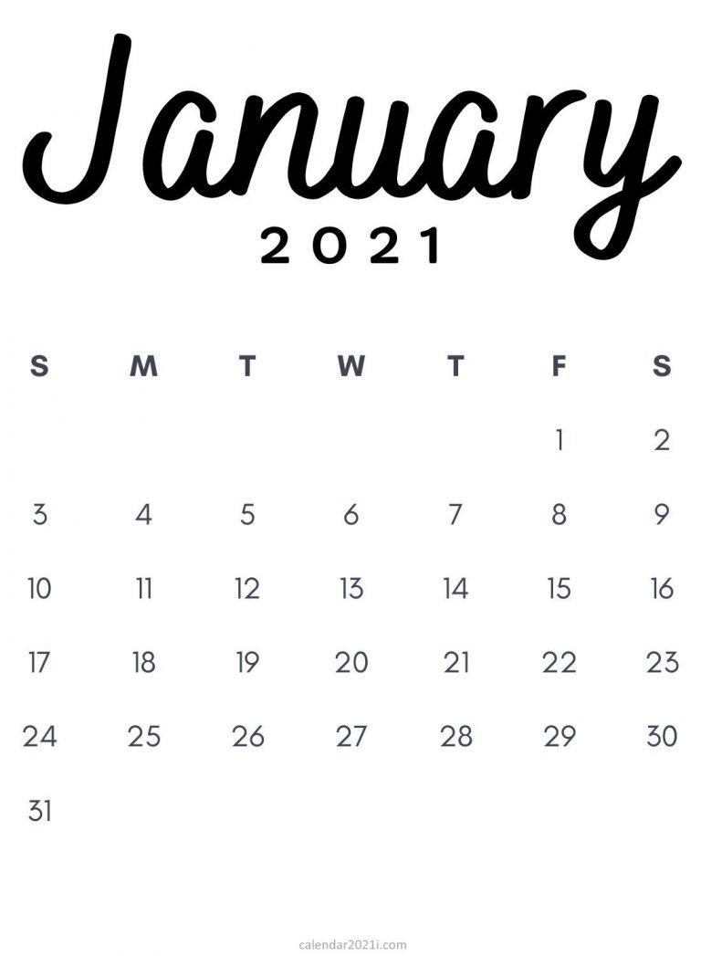 Free Minimalist 2021 Calendar Monthly Printable