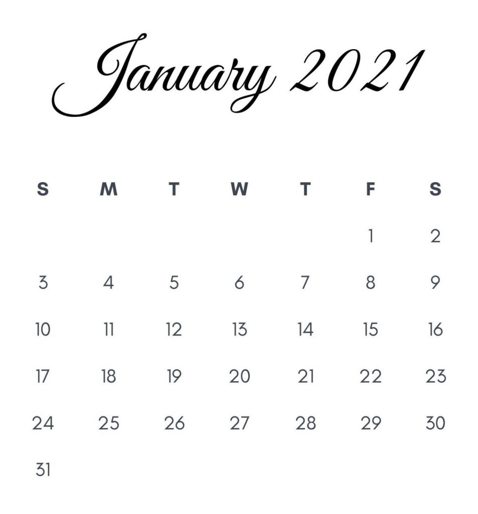 2021 Calendar Monthly Printable