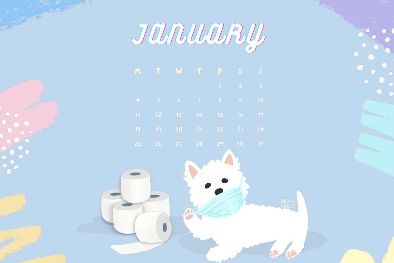January 2021 Puppy Calendar Wallpaper
