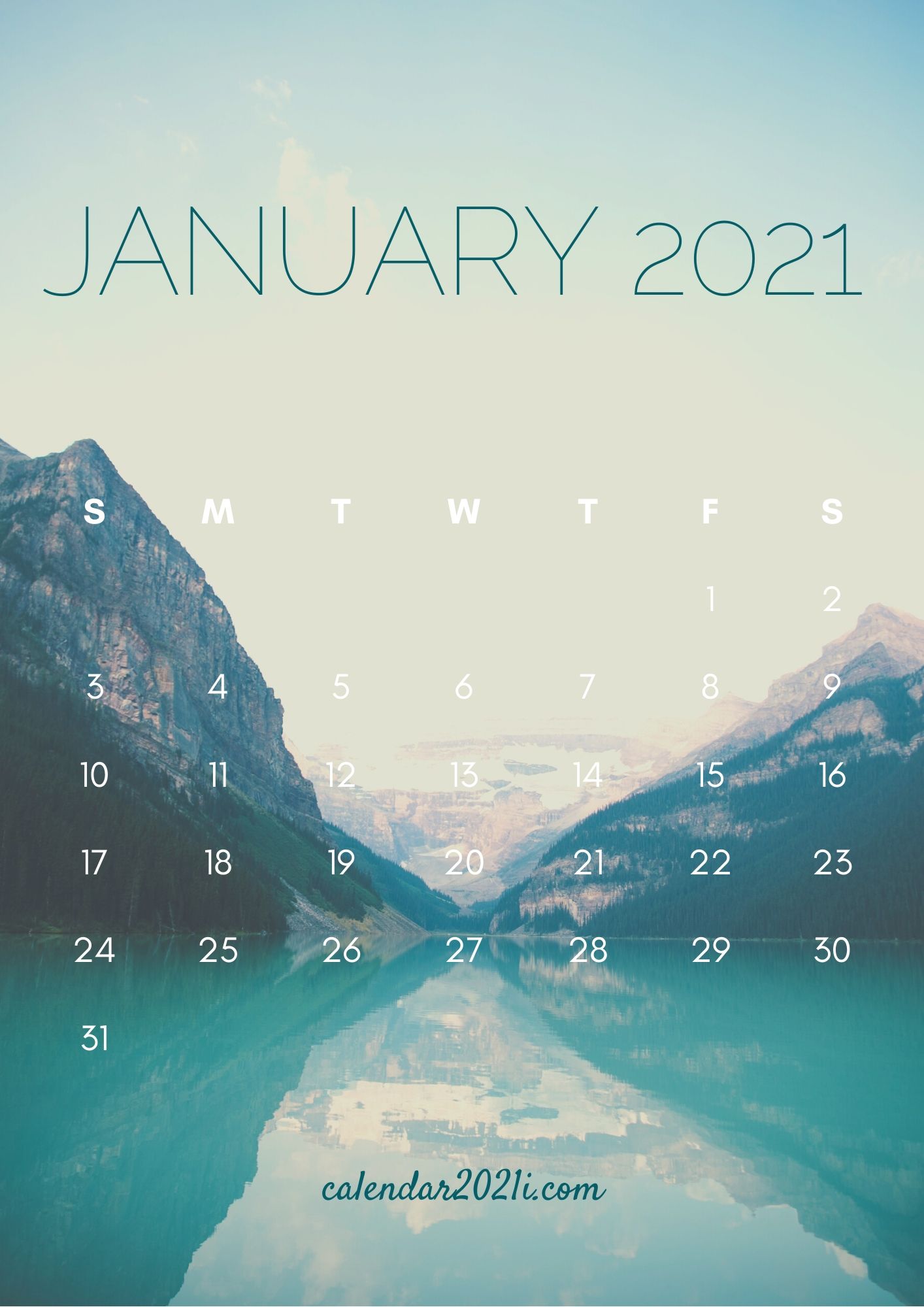 January 2021 iPhone Calendar Wallpaper