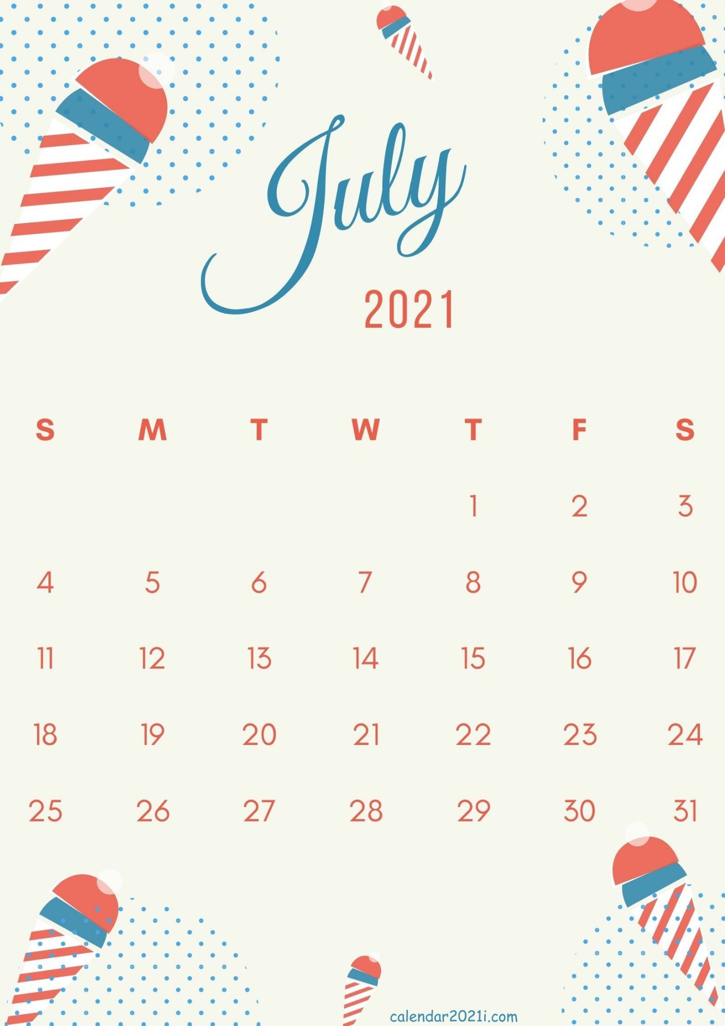 July 2021 Cute Calendar Design