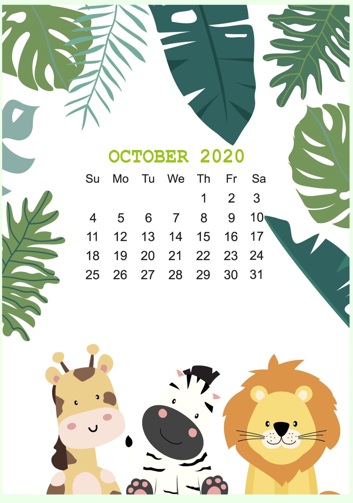 Cute October 2020 Calendar Designs