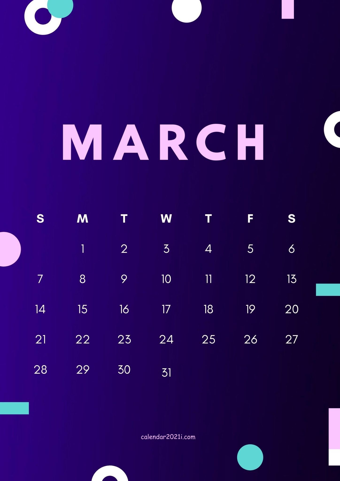 March 2021 Cute Calendar Design