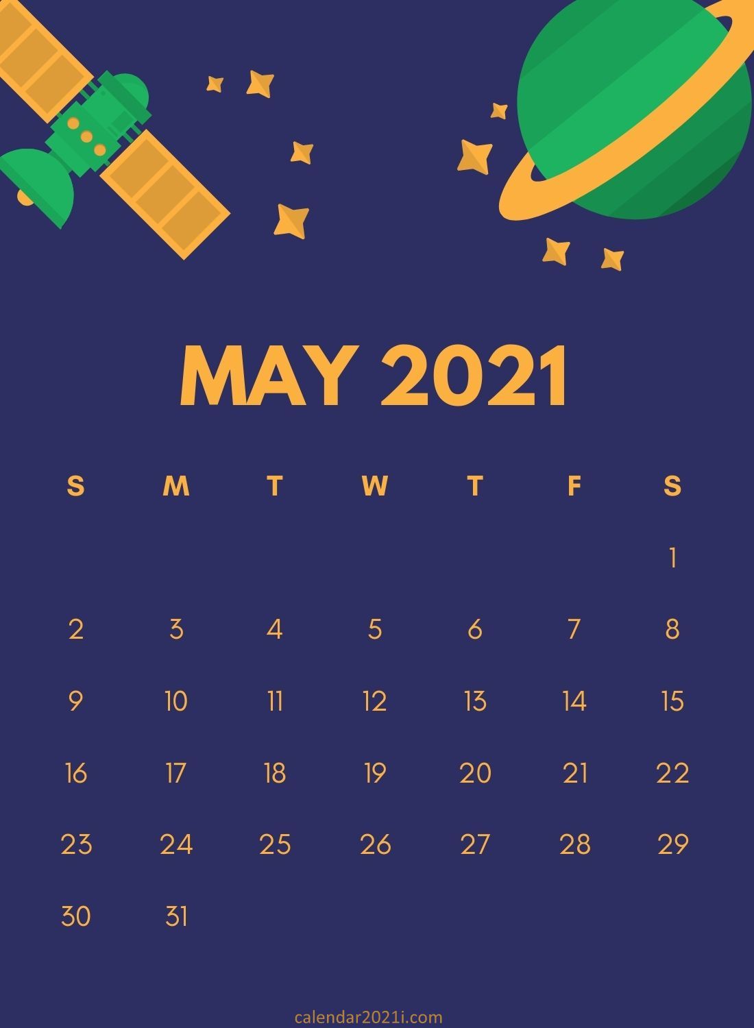 May 2021 Wall Calendar Printable