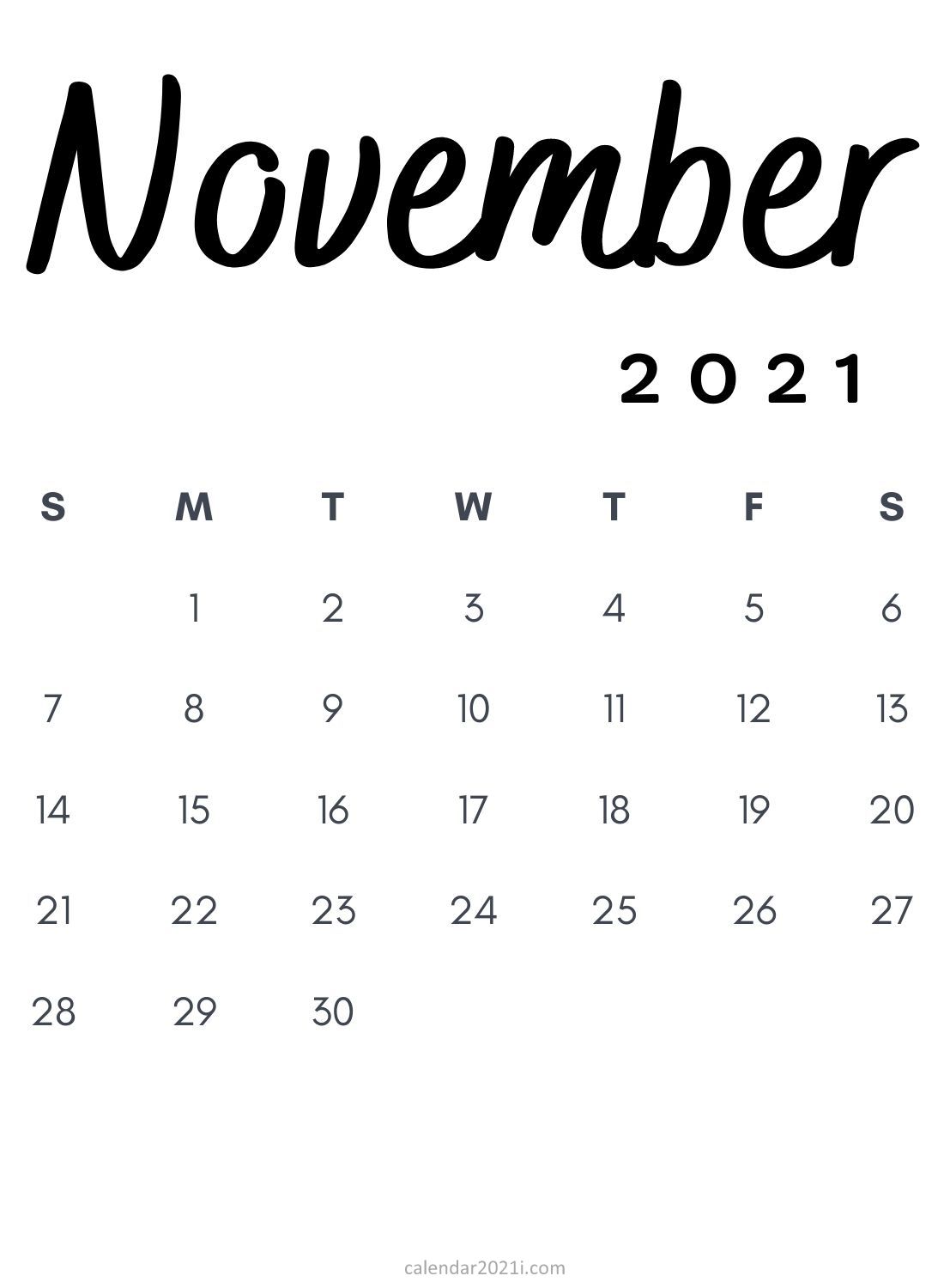 November 2021 Minimalist Calendar Printable