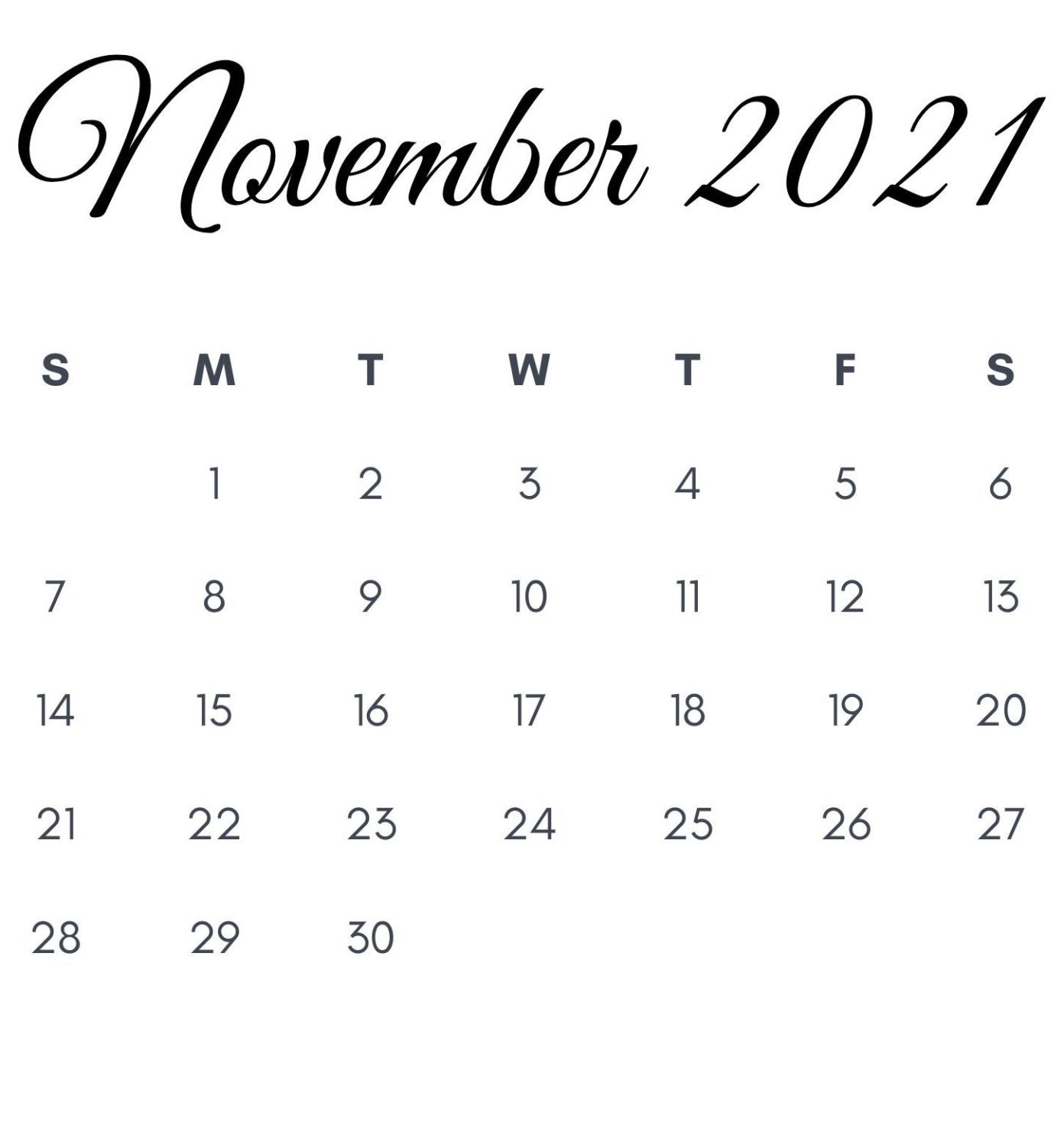 November 2021 Printable Calendar