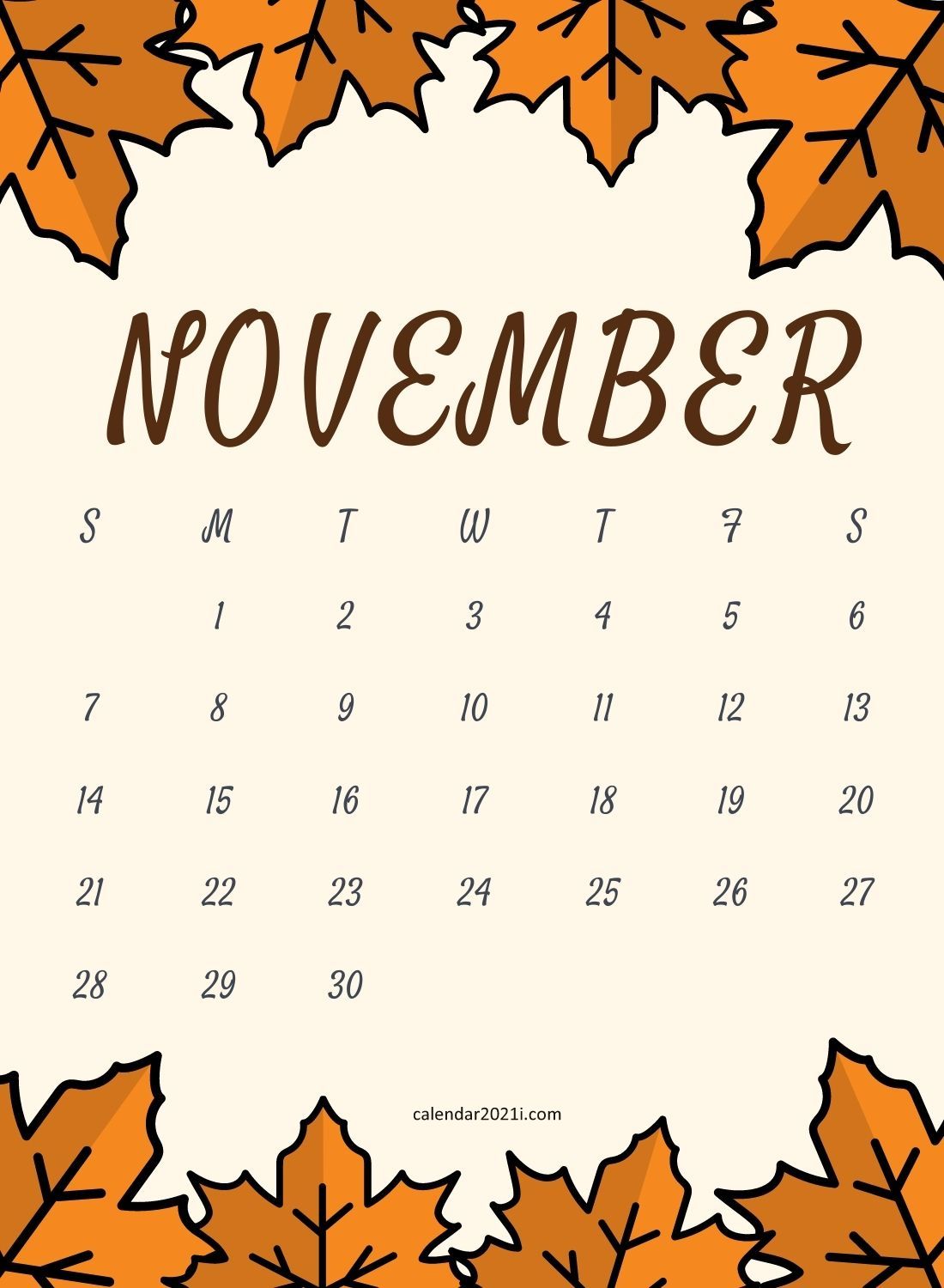 November 2021 Wall Calendar Printable