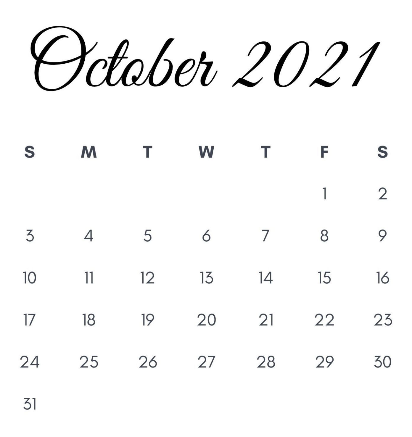 October 2021 Printable Calendar Free Printable Calendar Templates