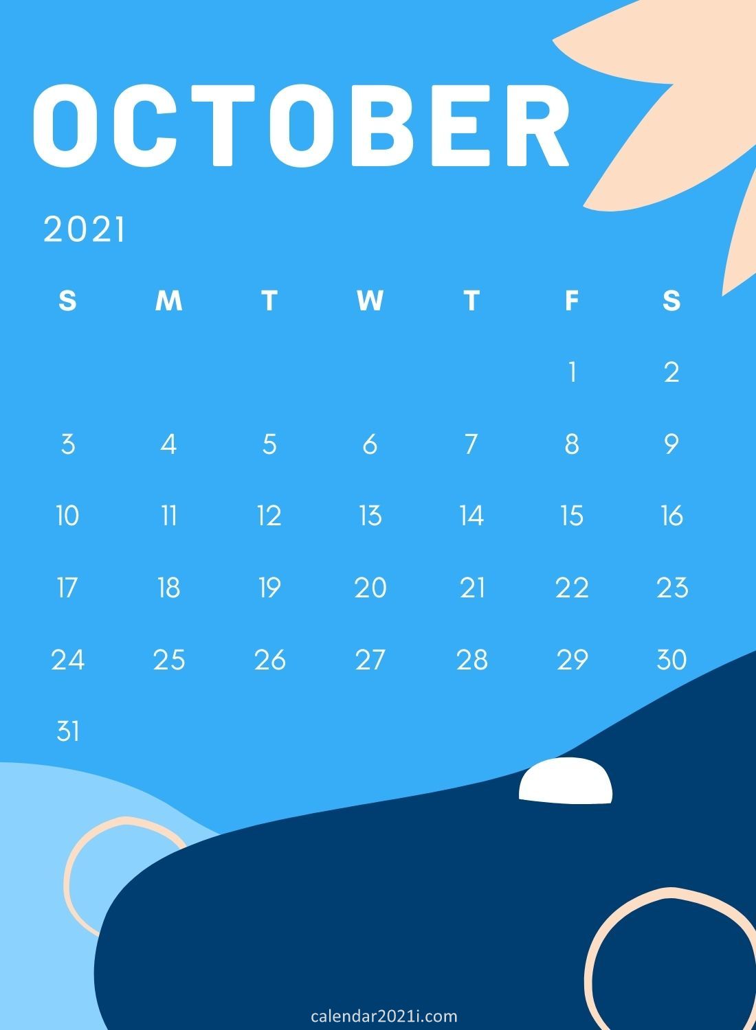 October 2021 Wall Calendar Printable