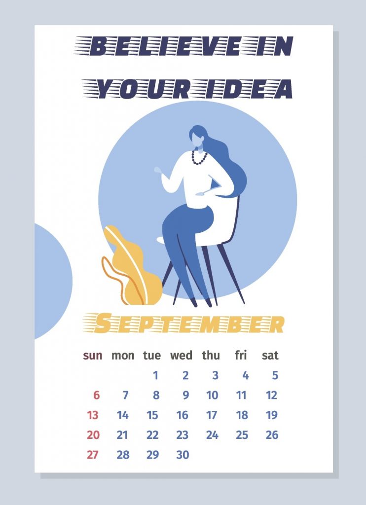 Print September 2020 Desk Calendar