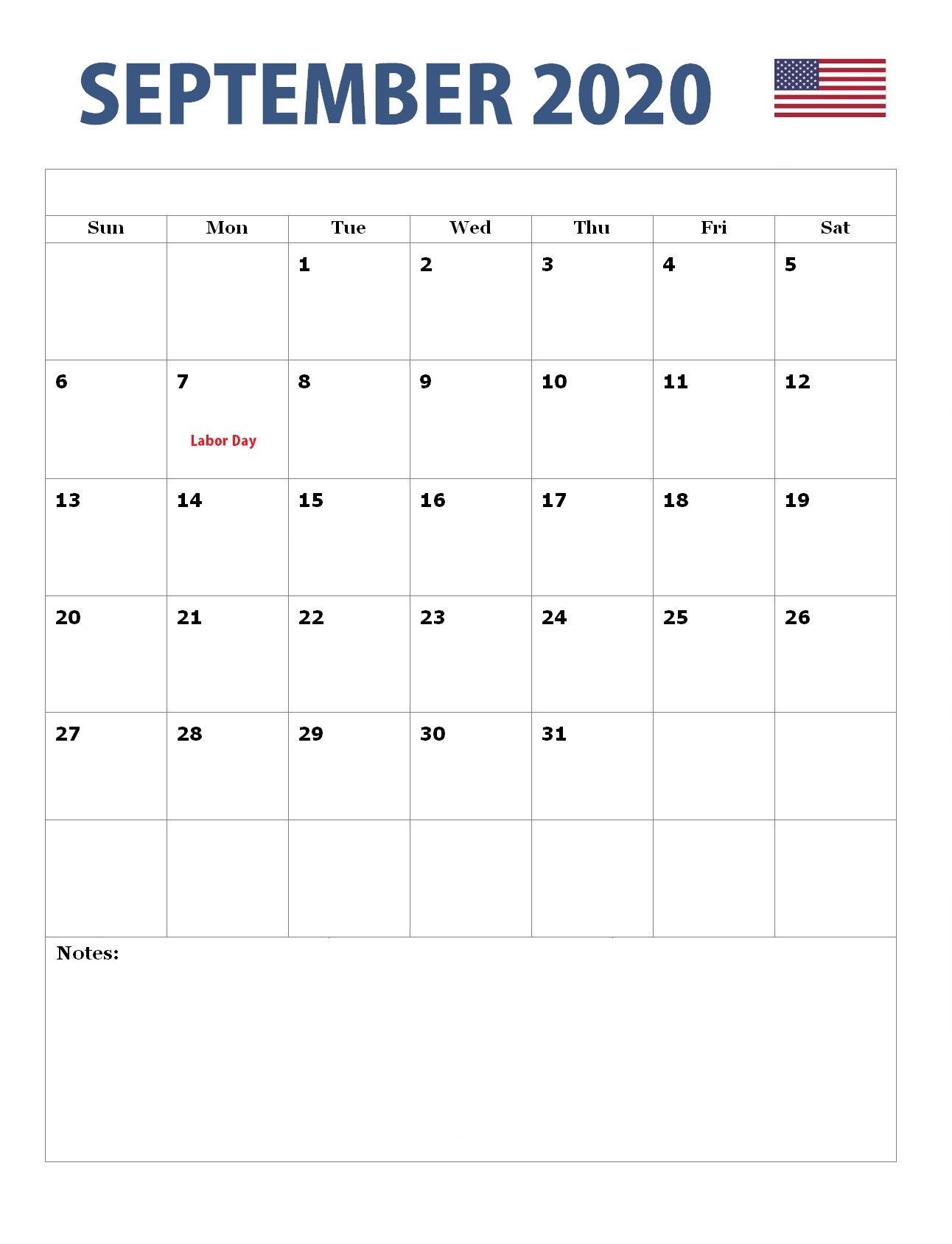 September 2020 Holidays Calendar