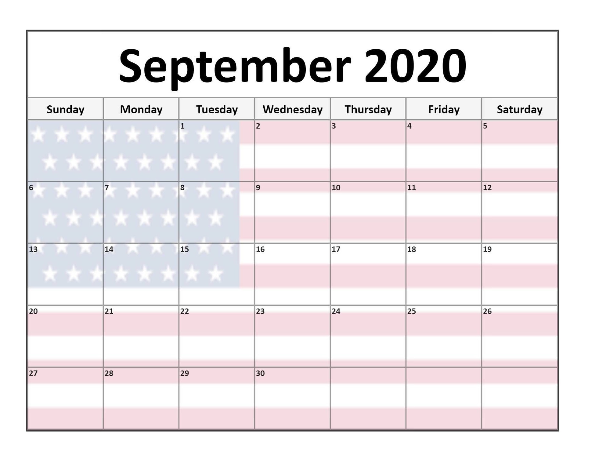 September 2020 Calendar United States
