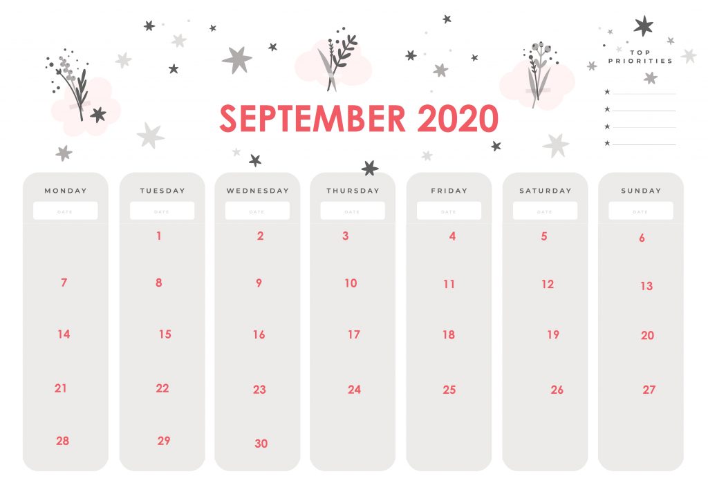 September 2020 HD Cute Calendar