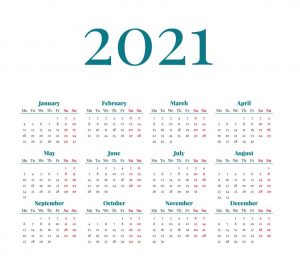 One Page 2021 Calendar Printable