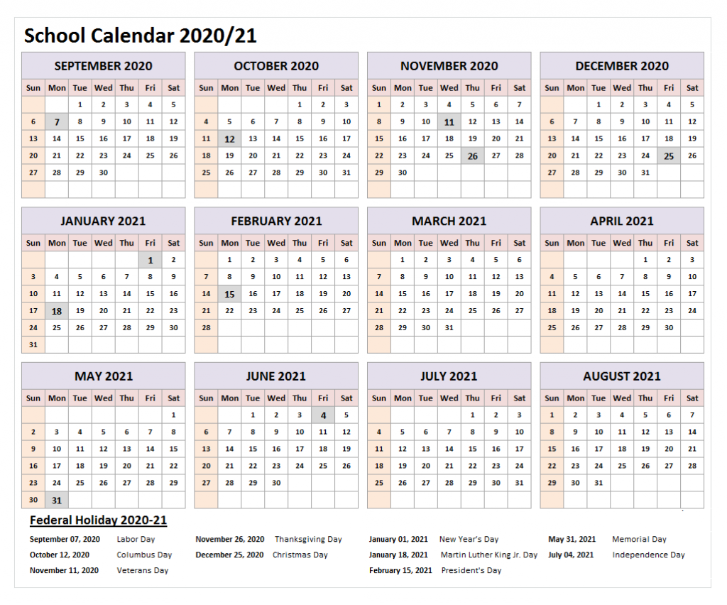 2021 Calendar With Holidays