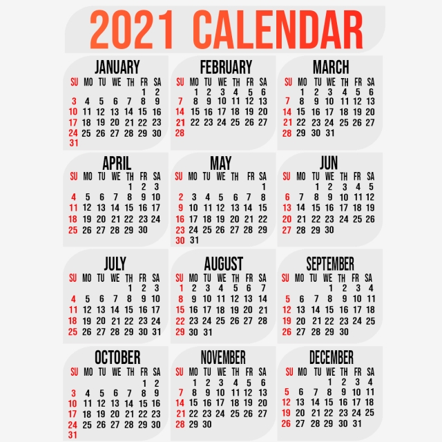 2021 Yearly Vertical Calendar