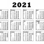 Blank 2021 PNG Calendar