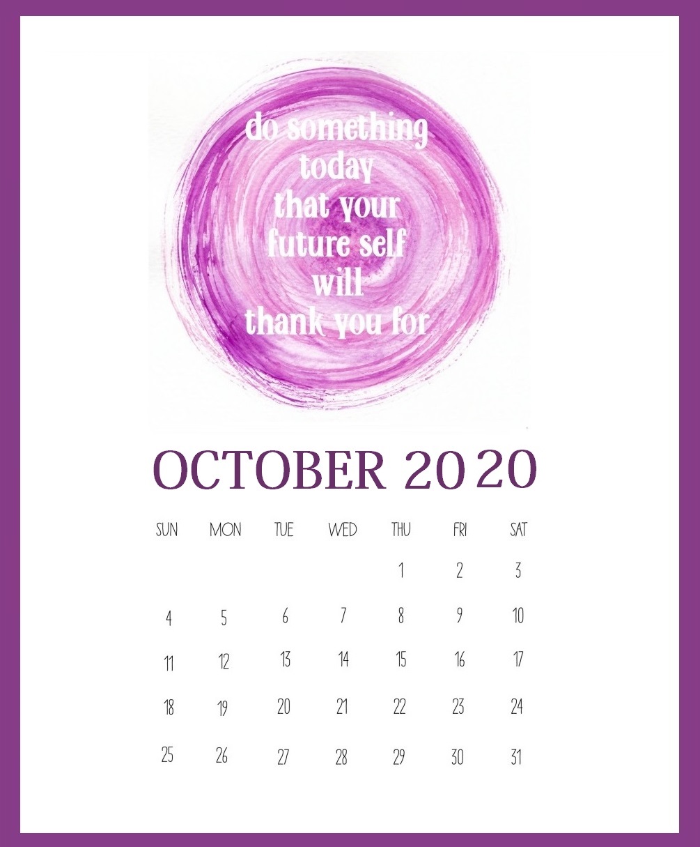 Inspirational October 2020 Professional Calendar