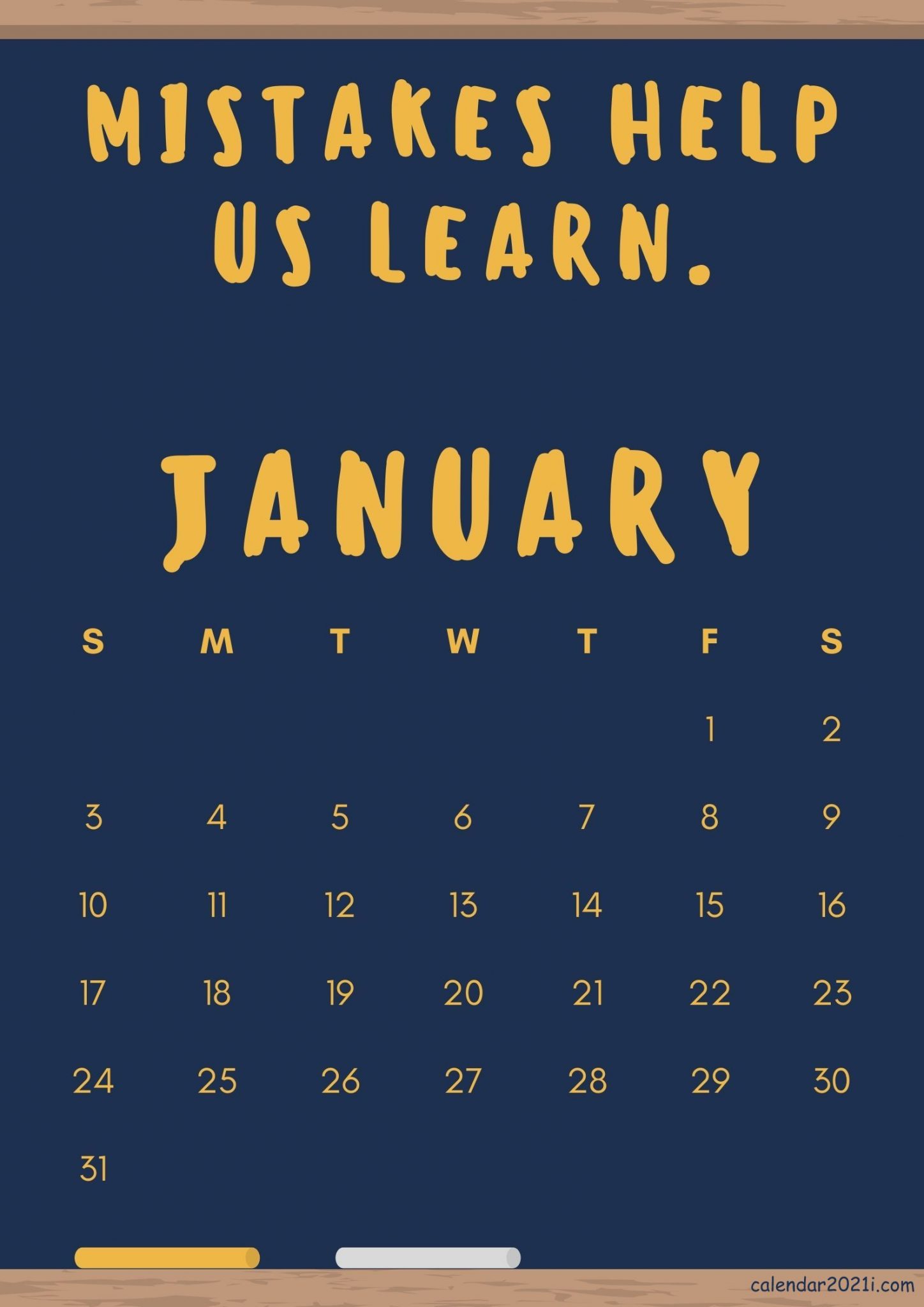 Inspiring January 2021 Calendar with Quotes