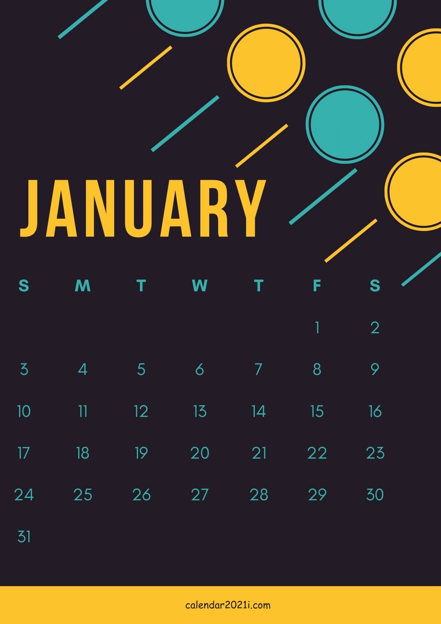 January 2021 Cute Calendar Download
