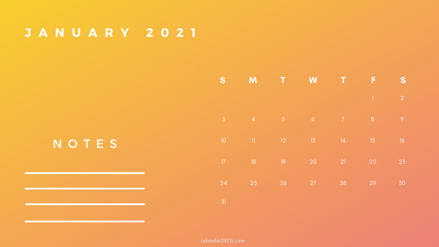 January Printable 2021 Planner Calendar