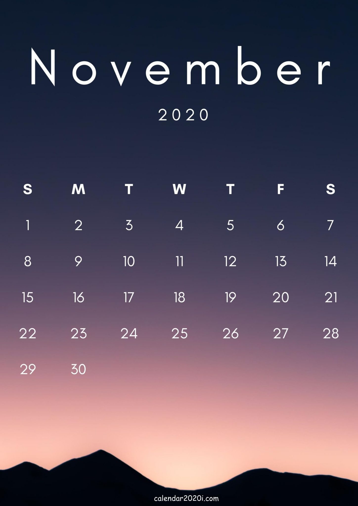 November 2020 iPhone Calendar Wallpaper Download