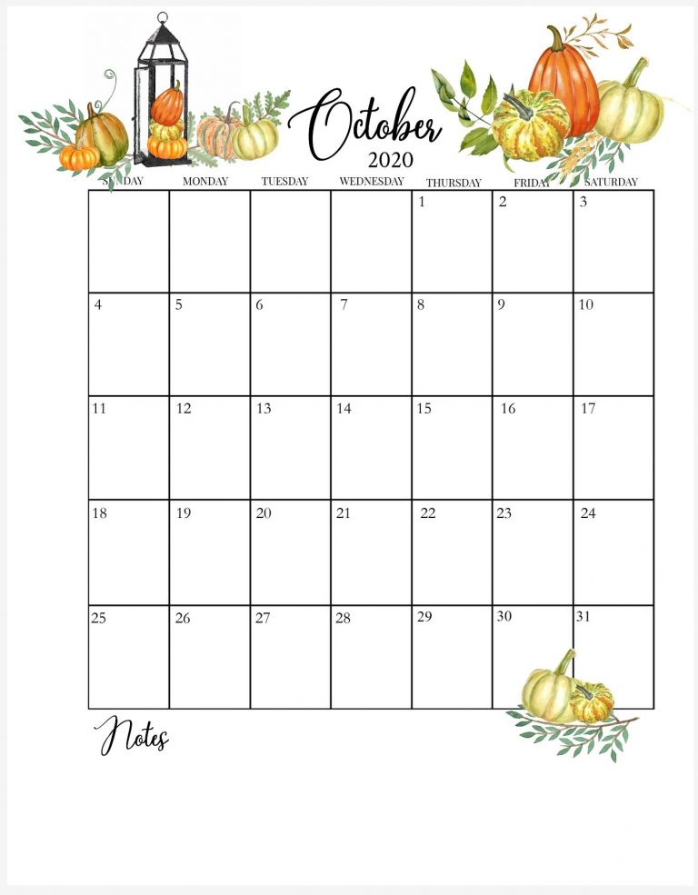 October 2020 Calendar