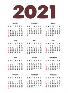 One Page 2021 Calendar Printable