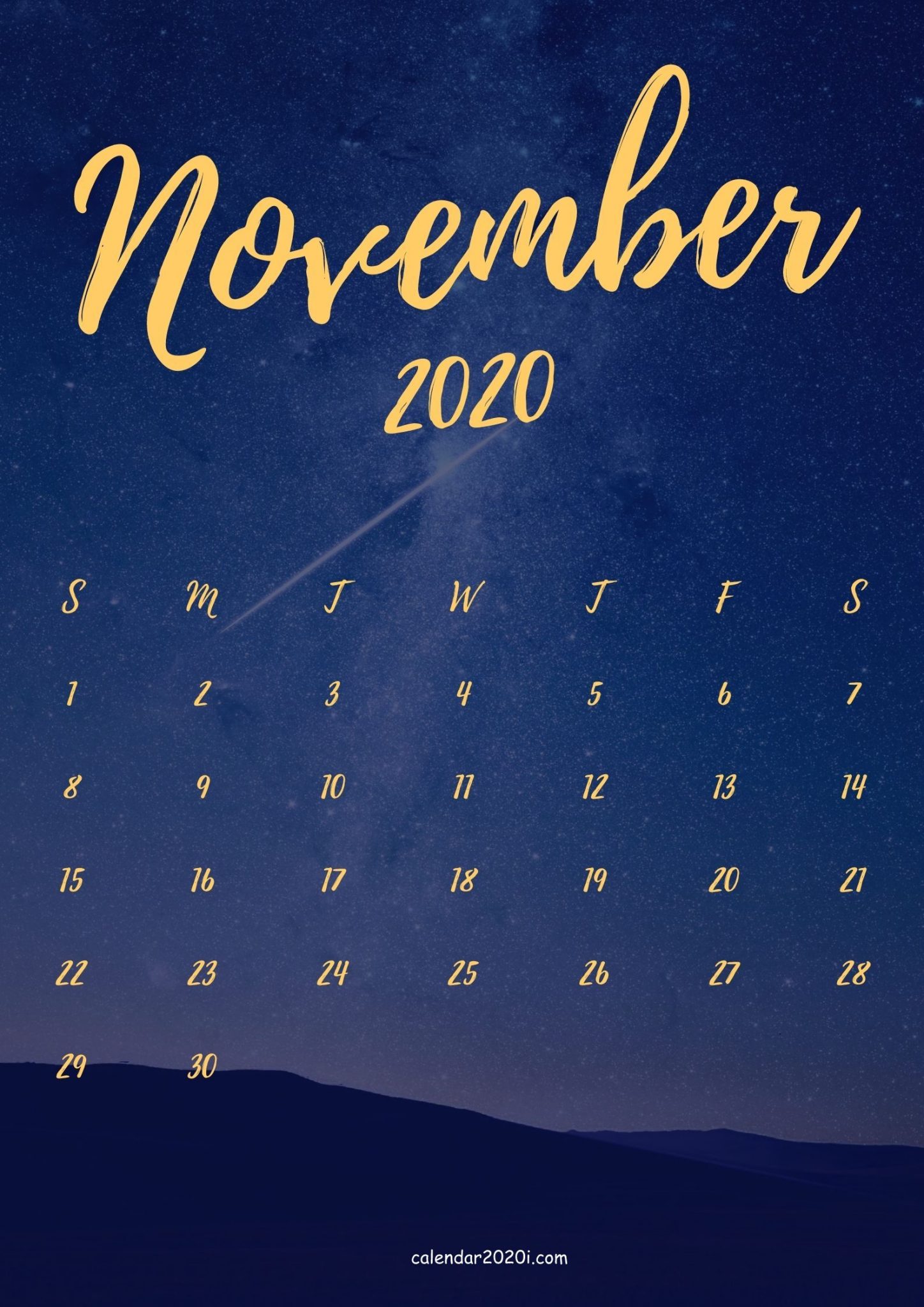 iPhone November 2020 Calendar Wallpaper