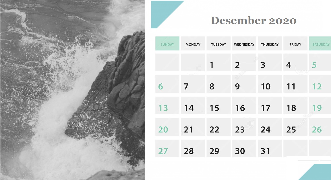Awesome December 2020 Office Desk Calendar