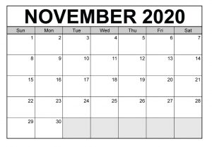 November 2020 Calendar