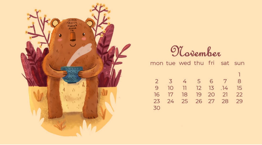 Cute November 2020 Desktop Wallpaper Calendar